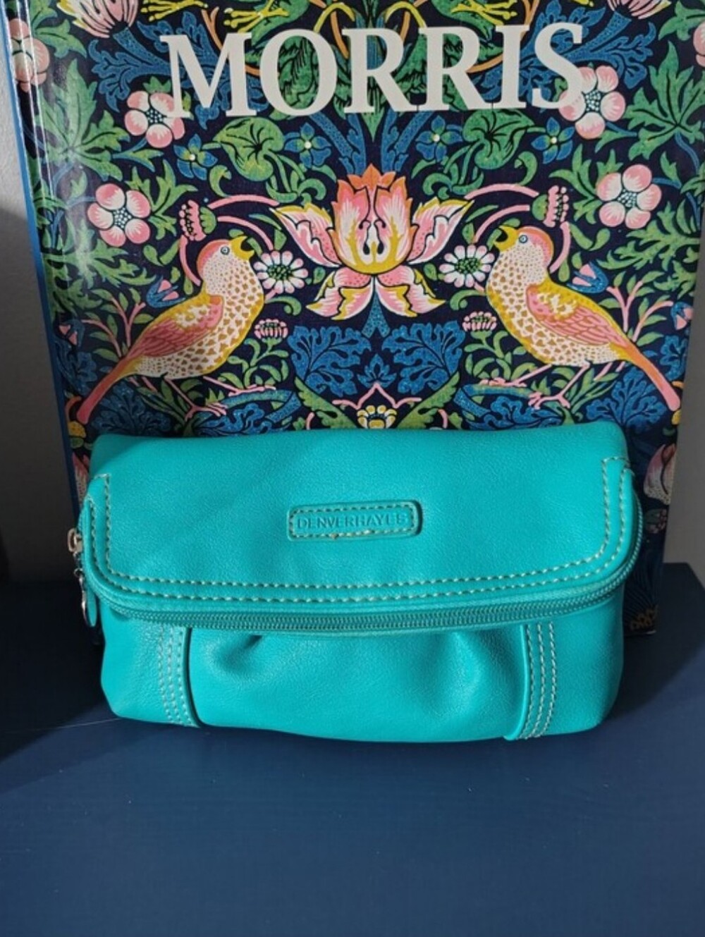 Denver Hayes Turquoise Faux Leather Crossbody Bag or Clutch Purse